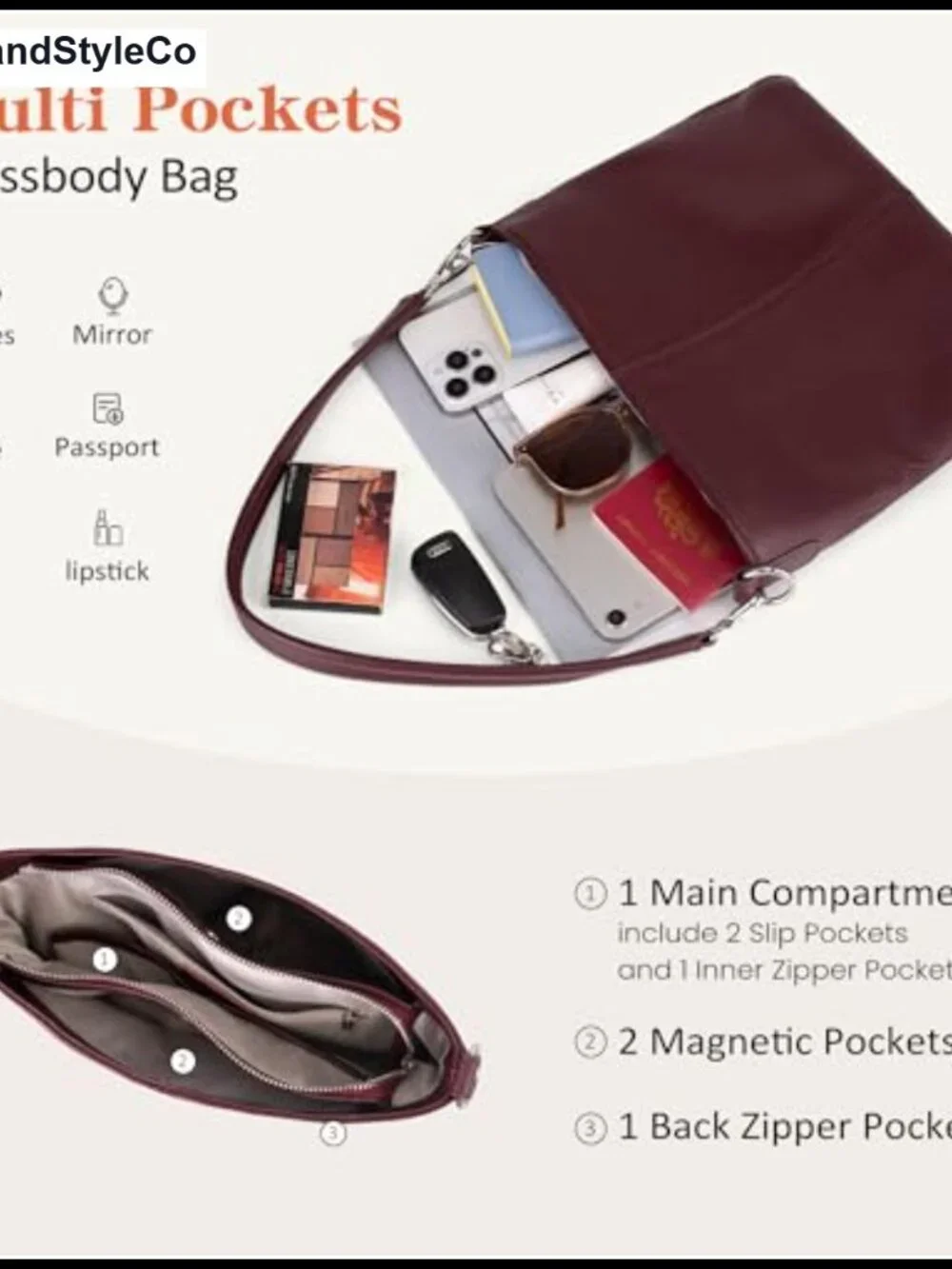 Genuine Leather Crossbody Hobo Bag Women Soft Shoulder Purse with 2 Removable